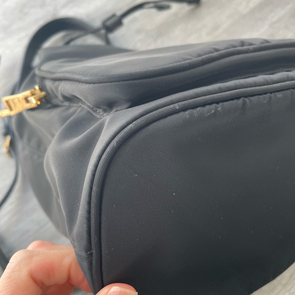 Prada Black Nylon Drawstring Mini Backpack with G… - image 3